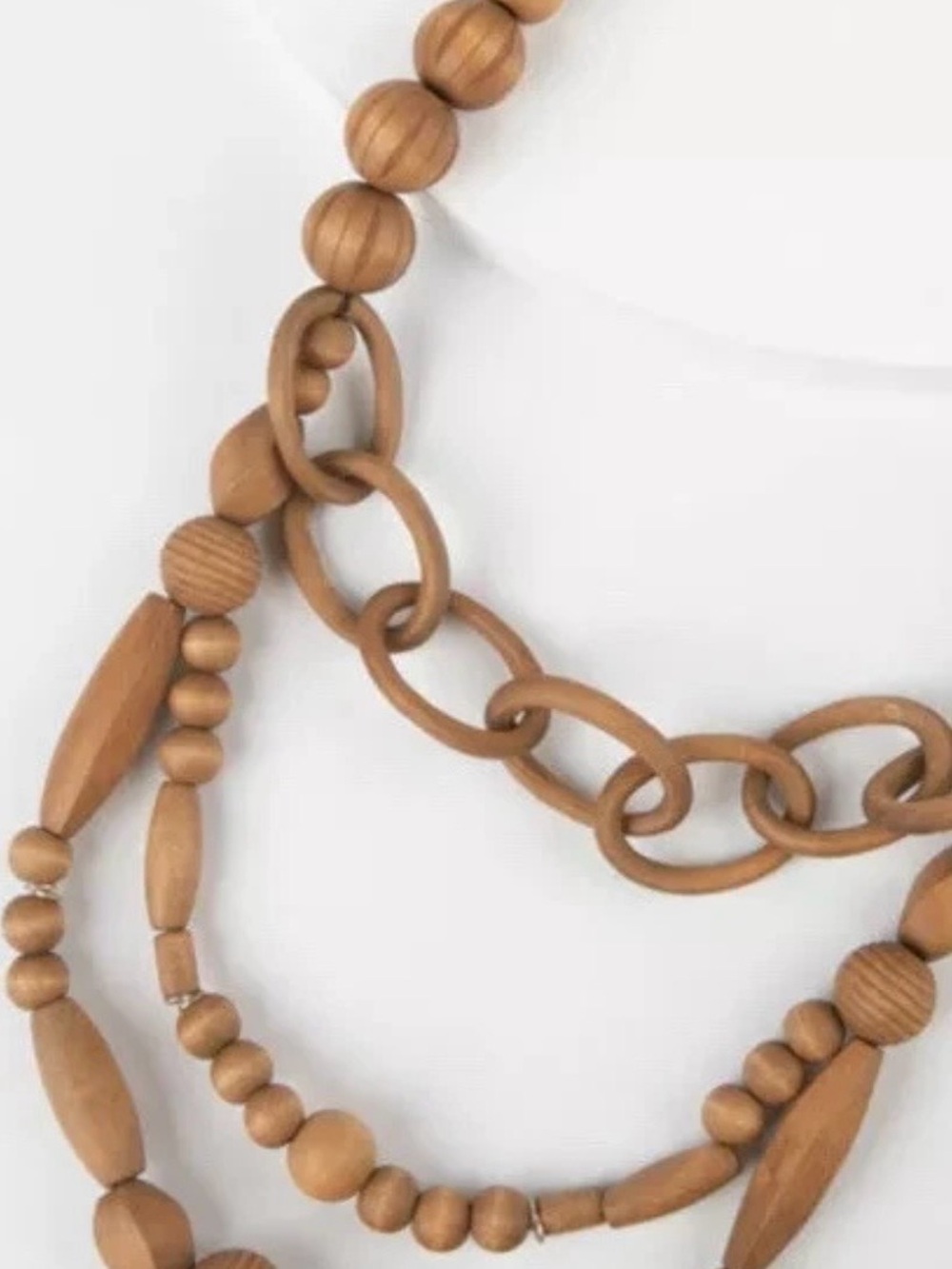 Plunder Design Trendy Fashion Jewelry Saffron Layered Fall Wood Beaded Necklace